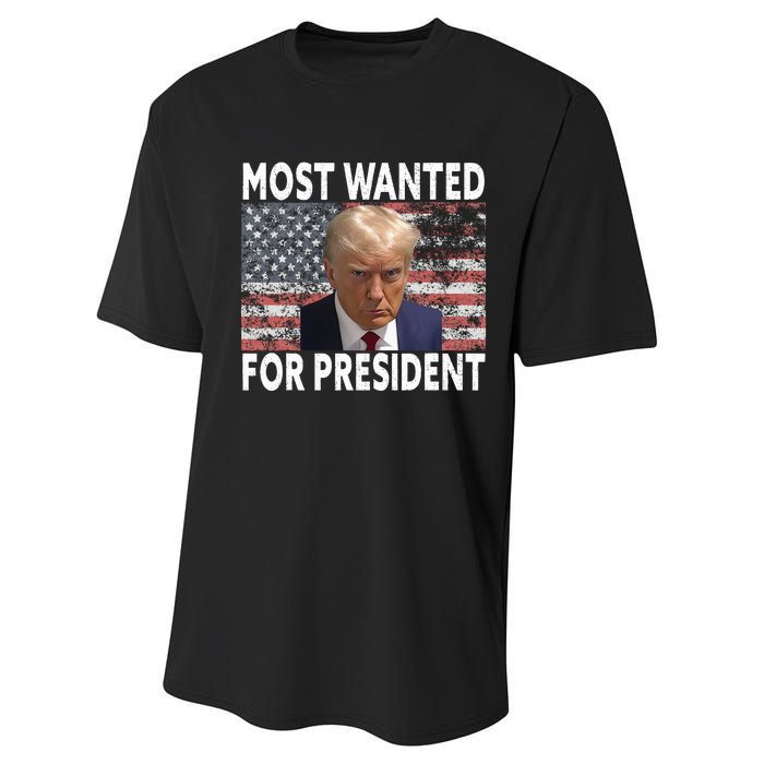 Donald Trump Most Wanted For President 2024 Pro Mugshot Performance Sprint T-Shirt