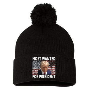 Donald Trump Most Wanted For President 2024 Pro Mugshot Pom Pom 12in Knit Beanie