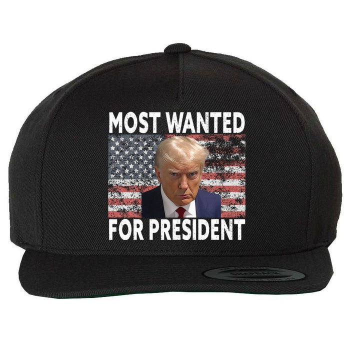 Donald Trump Most Wanted For President 2024 Pro Mugshot Wool Snapback Cap