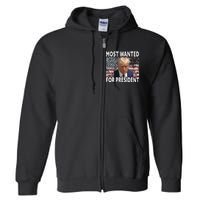 Donald Trump Most Wanted For President 2024 Pro Mugshot Full Zip Hoodie