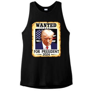 Donald Trump Mug Shot Wanted For Us President 2024 Ladies PosiCharge Tri-Blend Wicking Tank