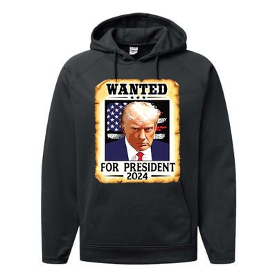 Donald Trump Mug Shot Wanted For Us President 2024 Performance Fleece Hoodie