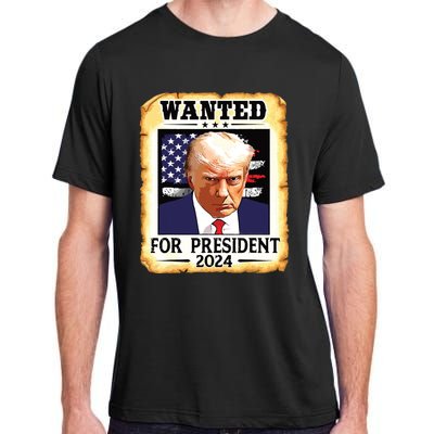 Donald Trump Mug Shot Wanted For Us President 2024 Adult ChromaSoft Performance T-Shirt