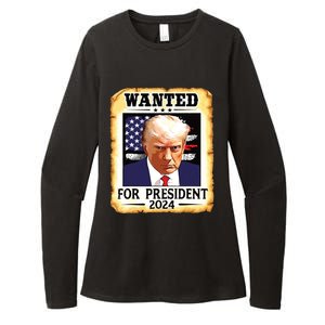 Donald Trump Mug Shot Wanted For Us President 2024 Womens CVC Long Sleeve Shirt