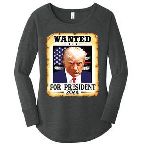 Donald Trump Mug Shot Wanted For Us President 2024 Women's Perfect Tri Tunic Long Sleeve Shirt