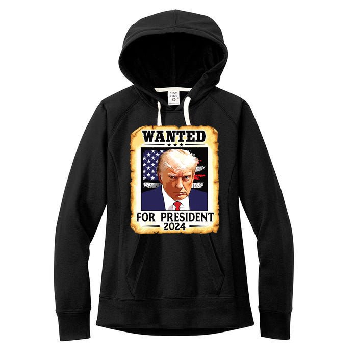 Donald Trump Mug Shot Wanted For Us President 2024 Women's Fleece Hoodie