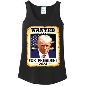 Donald Trump Mug Shot Wanted For Us President 2024 Ladies Essential Tank