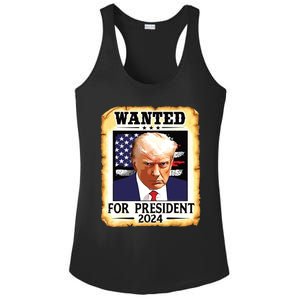 Donald Trump Mug Shot Wanted For Us President 2024 Ladies PosiCharge Competitor Racerback Tank