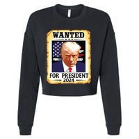 Donald Trump Mug Shot Wanted For Us President 2024 Cropped Pullover Crew