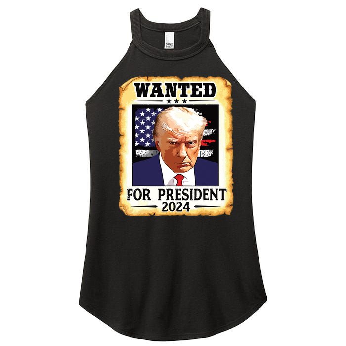 Donald Trump Mug Shot Wanted For Us President 2024 Women's Perfect Tri Rocker Tank