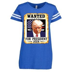 Donald Trump Mug Shot Wanted For Us President 2024 Enza Ladies Jersey Football T-Shirt