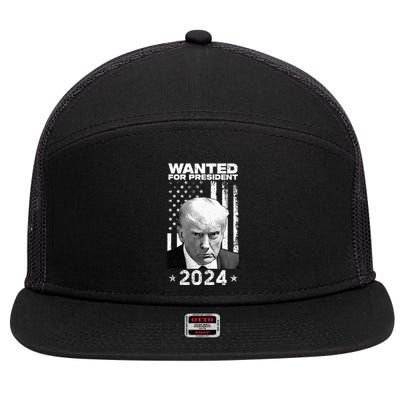 Donald Trump Mug Shot Wanted For U.S. President 2024 7 Panel Mesh Trucker Snapback Hat