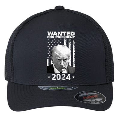 Donald Trump Mug Shot Wanted For U.S. President 2024 Flexfit Unipanel Trucker Cap