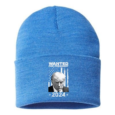 Donald Trump Mug Shot Wanted For U.S. President 2024 Sustainable Knit Beanie