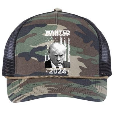 Donald Trump Mug Shot Wanted For U.S. President 2024 Retro Rope Trucker Hat Cap