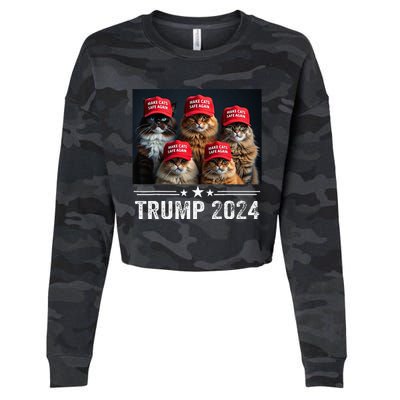 Donald Trump Make Cats Safe Again Red Hat 2024 Cropped Pullover Crew