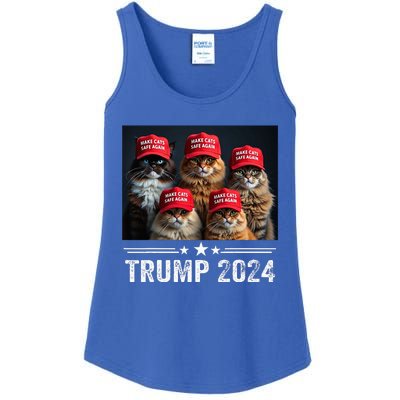 Donald Trump Make Cats Safe Again Red Hat 2024 Ladies Essential Tank