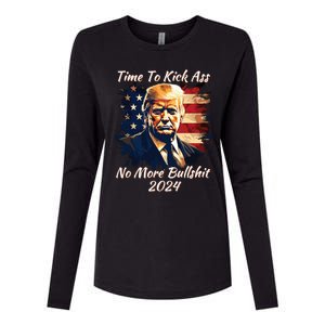 Donald Trump My President 2024 America Mug Shot Flag Funny Womens Cotton Relaxed Long Sleeve T-Shirt