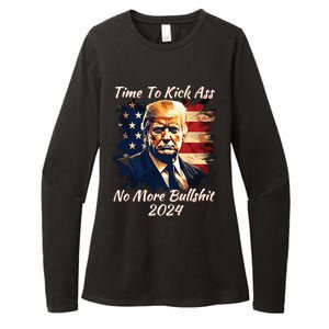 Donald Trump My President 2024 America Mug Shot Flag Funny Womens CVC Long Sleeve Shirt