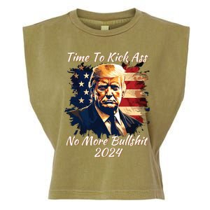 Donald Trump My President 2024 America Mug Shot Flag Funny Garment-Dyed Women's Muscle Tee