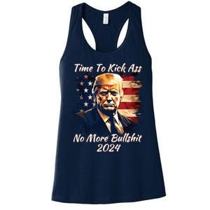 Donald Trump My President 2024 America Mug Shot Flag Funny Women's Racerback Tank