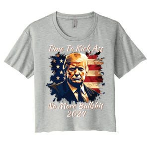 Donald Trump My President 2024 America Mug Shot Flag Funny Women's Crop Top Tee