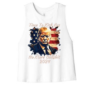 Donald Trump My President 2024 America Mug Shot Flag Funny Women's Racerback Cropped Tank