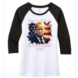 Donald Trump My President 2024 America Mug Shot Flag Funny Women's Tri-Blend 3/4-Sleeve Raglan Shirt