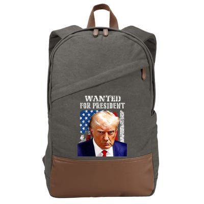 Donald Trump Mug Shot Wanted For U.S. President 2024 (1) Cotton Canvas Backpack