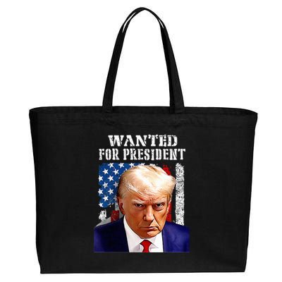 Donald Trump Mug Shot Wanted For U.S. President 2024 (1) Cotton Canvas Jumbo Tote