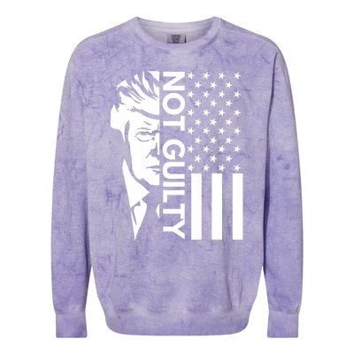 Donald Trump Mugshot 2024 Not Guilty Supporter Usa Flag Colorblast Crewneck Sweatshirt