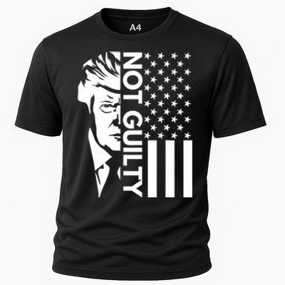 Donald Trump Mugshot 2024 Not Guilty Supporter Usa Flag Cooling Performance Crew T-Shirt