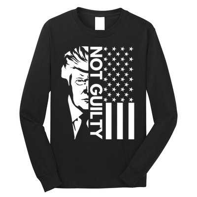 Donald Trump Mugshot 2024 Not Guilty Supporter Usa Flag Long Sleeve Shirt