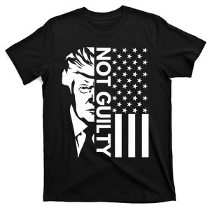 Donald Trump Mugshot 2024 Not Guilty Supporter Usa Flag T-Shirt