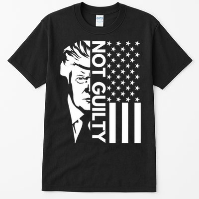 Donald Trump Mugshot 2024 Not Guilty Supporter Usa Flag Tall T-Shirt