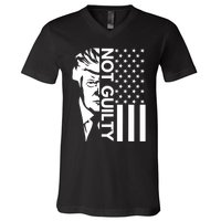 Donald Trump Mugshot 2024 Not Guilty Supporter Usa Flag V-Neck T-Shirt