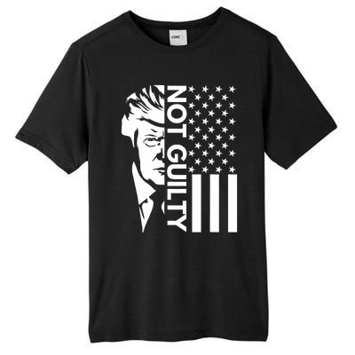 Donald Trump Mugshot 2024 Not Guilty Supporter Usa Flag Tall Fusion ChromaSoft Performance T-Shirt