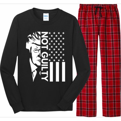 Donald Trump Mugshot 2024 Not Guilty Supporter Usa Flag Long Sleeve Pajama Set