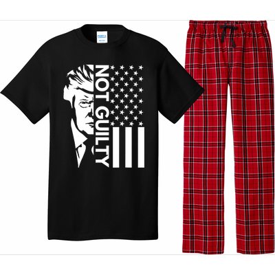 Donald Trump Mugshot 2024 Not Guilty Supporter Usa Flag Pajama Set