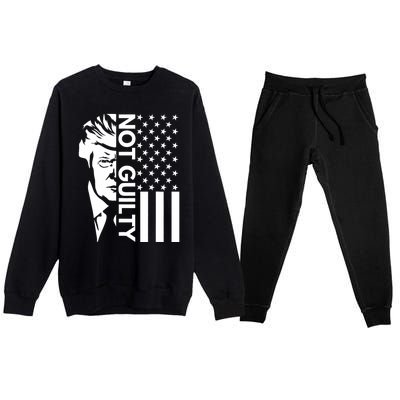 Donald Trump Mugshot 2024 Not Guilty Supporter Usa Flag Premium Crewneck Sweatsuit Set