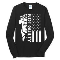 Donald Trump Mugshot 2024 Not Guilty Supporter Usa Flag Tall Long Sleeve T-Shirt