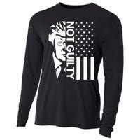 Donald Trump Mugshot 2024 Not Guilty Supporter Usa Flag Cooling Performance Long Sleeve Crew