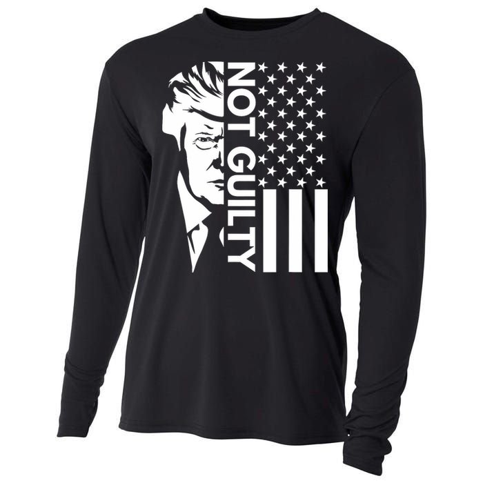 Donald Trump Mugshot 2024 Not Guilty Supporter Usa Flag Cooling Performance Long Sleeve Crew