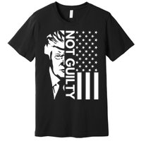 Donald Trump Mugshot 2024 Not Guilty Supporter Usa Flag Premium T-Shirt