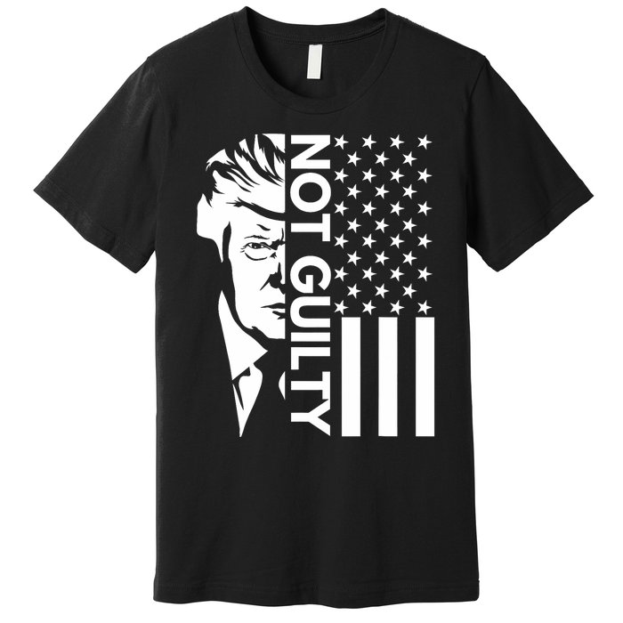 Donald Trump Mugshot 2024 Not Guilty Supporter Usa Flag Premium T-Shirt