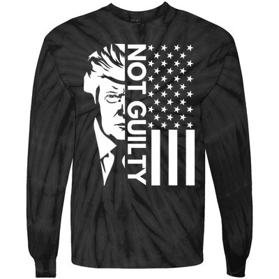 Donald Trump Mugshot 2024 Not Guilty Supporter Usa Flag Tie-Dye Long Sleeve Shirt