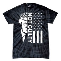 Donald Trump Mugshot 2024 Not Guilty Supporter Usa Flag Tie-Dye T-Shirt