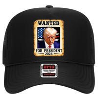 Donald Trump Mug Shot Wanted For U.S. President 2024 High Crown Mesh Back Trucker Hat