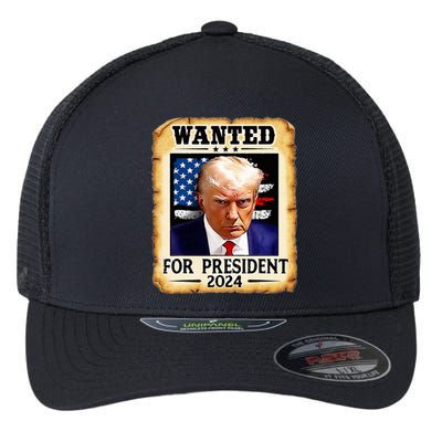 Donald Trump Mug Shot Wanted For U.S. President 2024 Flexfit Unipanel Trucker Cap