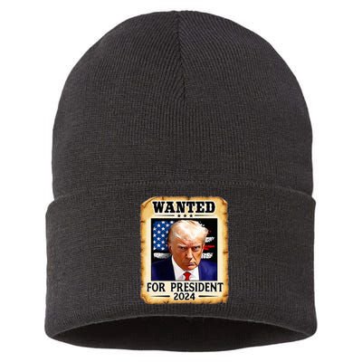 Donald Trump Mug Shot Wanted For U.S. President 2024 Sustainable Knit Beanie